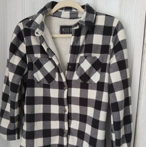 Modern Canvas Fleece Plaid Jacket